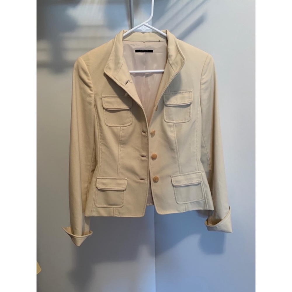 Elie Tahari Cream Utility Blazer Jacket - M